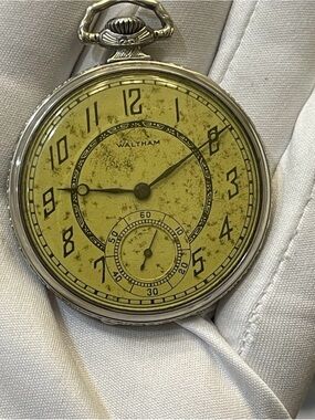 Antique Waltham Colonial Pocket Watch Art Deco Wadsworth 25Y Gold Filled 44mm